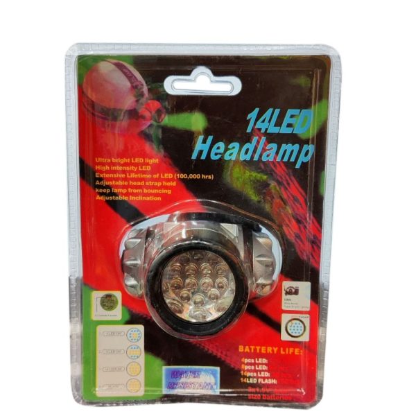 HEAD LAMP 14 LED - Head Protection - Ultra bright LED light, Adjustable heads trap & Inclination Battery,