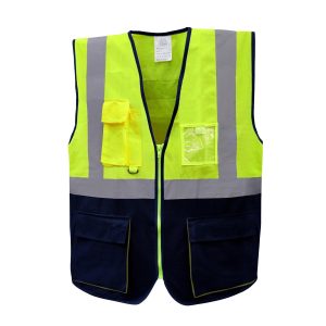 AAA SAFE SAFETY JACKET AAA/SJ-72 – 120 GSM Polyester knitted fabric, Duo Colored Safety jacket with high visibility reflective tape with zipper