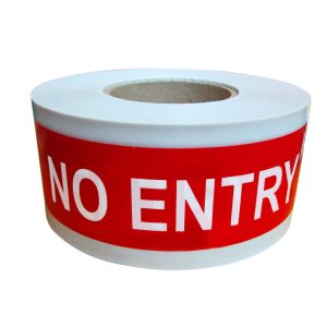 WARNING TAPE NO ENTRY 3″ X 200 MTRS – High visibility tape due to its striking colors one side printing –  NO ENTRY