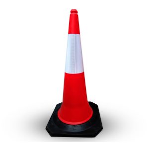 Traffic Cone PE 1mtr – 100CM PE SAFETY CONE WITH PLASTIC RUBBER BASE