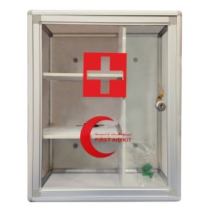 FIRST AID EMPTY GLASS BOX – Made from High Grade GI Metal, Front Toughened Glass Fitted, With Security Lock On Door For Safety